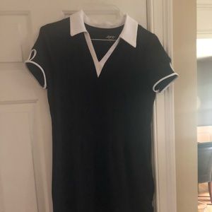 Jofit medium black golf dress with white trim.
